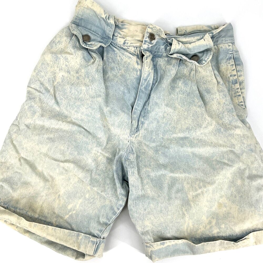 BREAKER Vintage 80s Acid Wash Pleated Denim Shorts Size 11